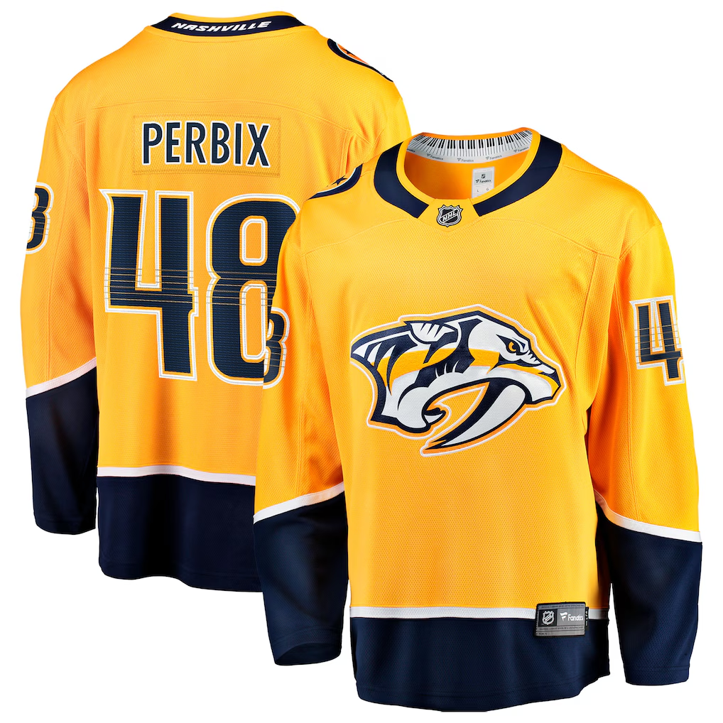 Men's Nashville Predators Nick Perbix #48 Gold Home Breakaway Jersey