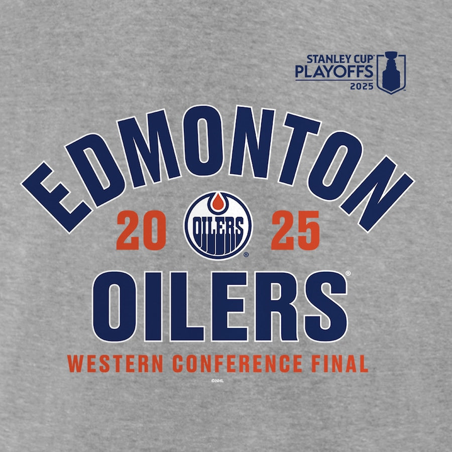 Men's Edmonton Oilers Heather Gray 2025 Stanley Cup Playoffs Western Conference Final Contender T-Shirt