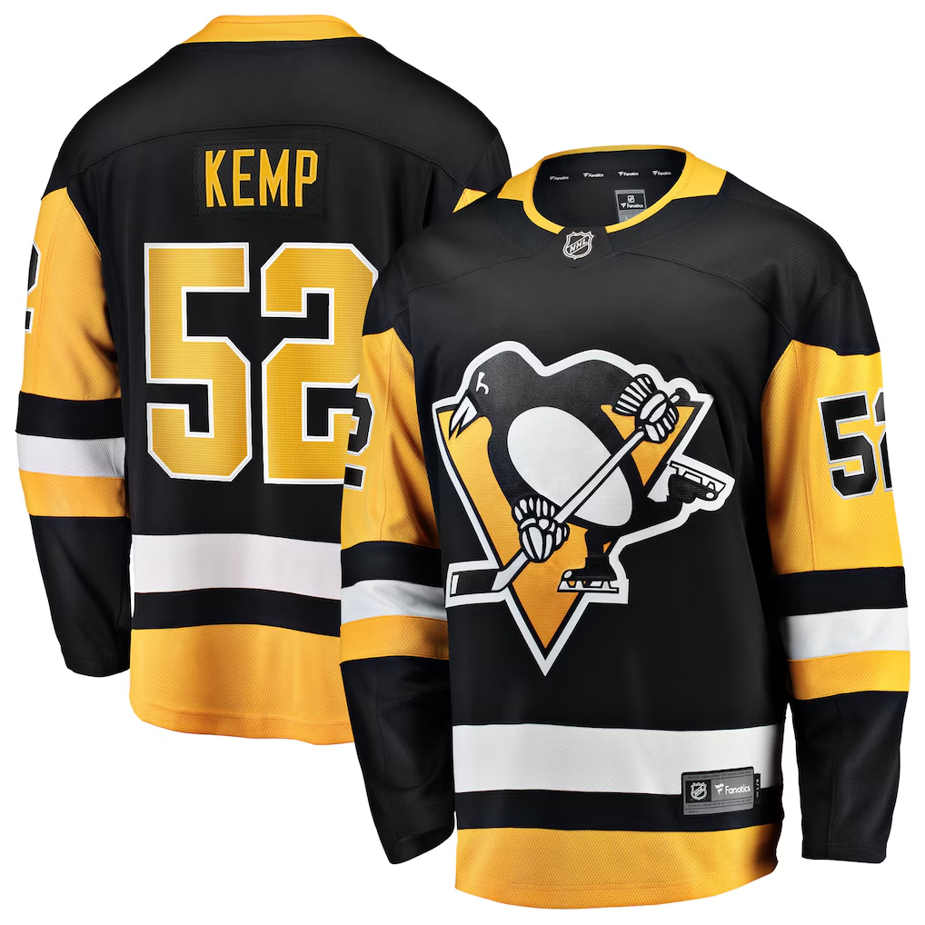 Men's Pittsburgh Penguins Philip Kemp #52 Black Home Breakaway Jersey