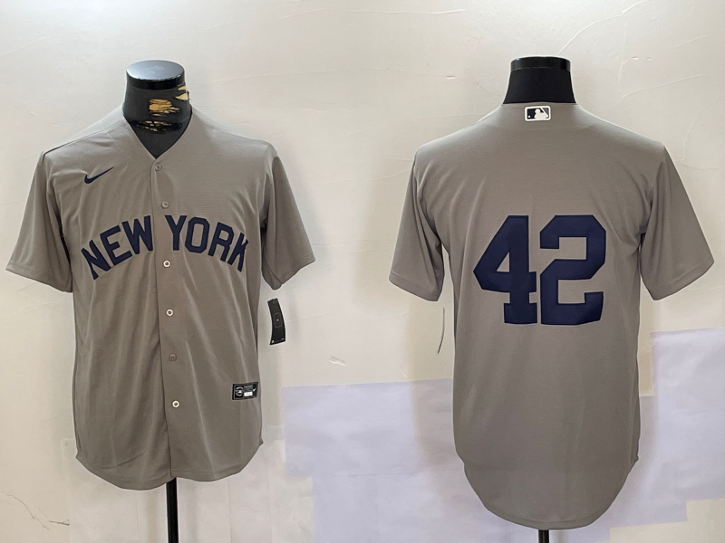 Men's New York Yankees #42 Gray Road 42.9924 Jackie Robinson Day Elite Jersey