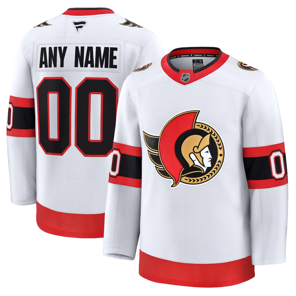 Men's Ottawa Senators White Away Premium Custom Jersey