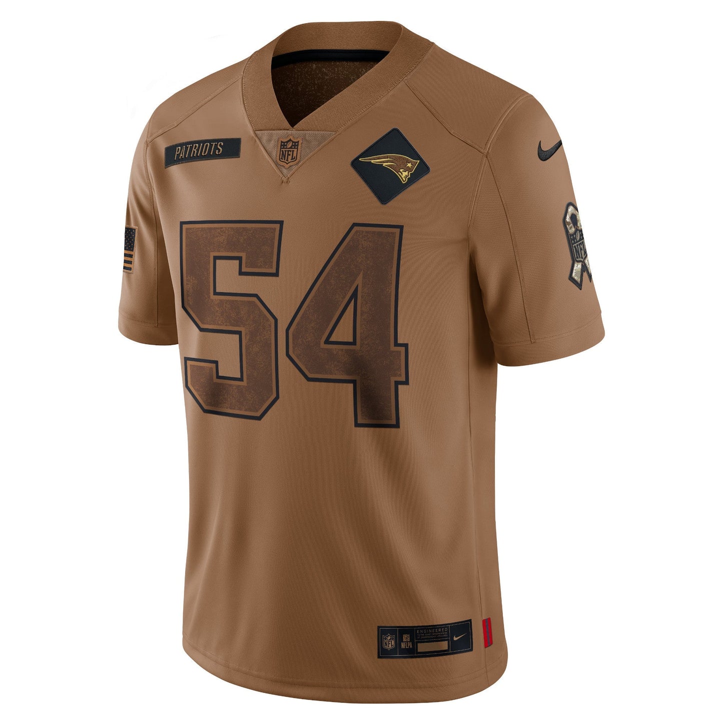 Tedy Bruschi New England Patriots Nike Salute To Service Retired Limited Jersey - Brown