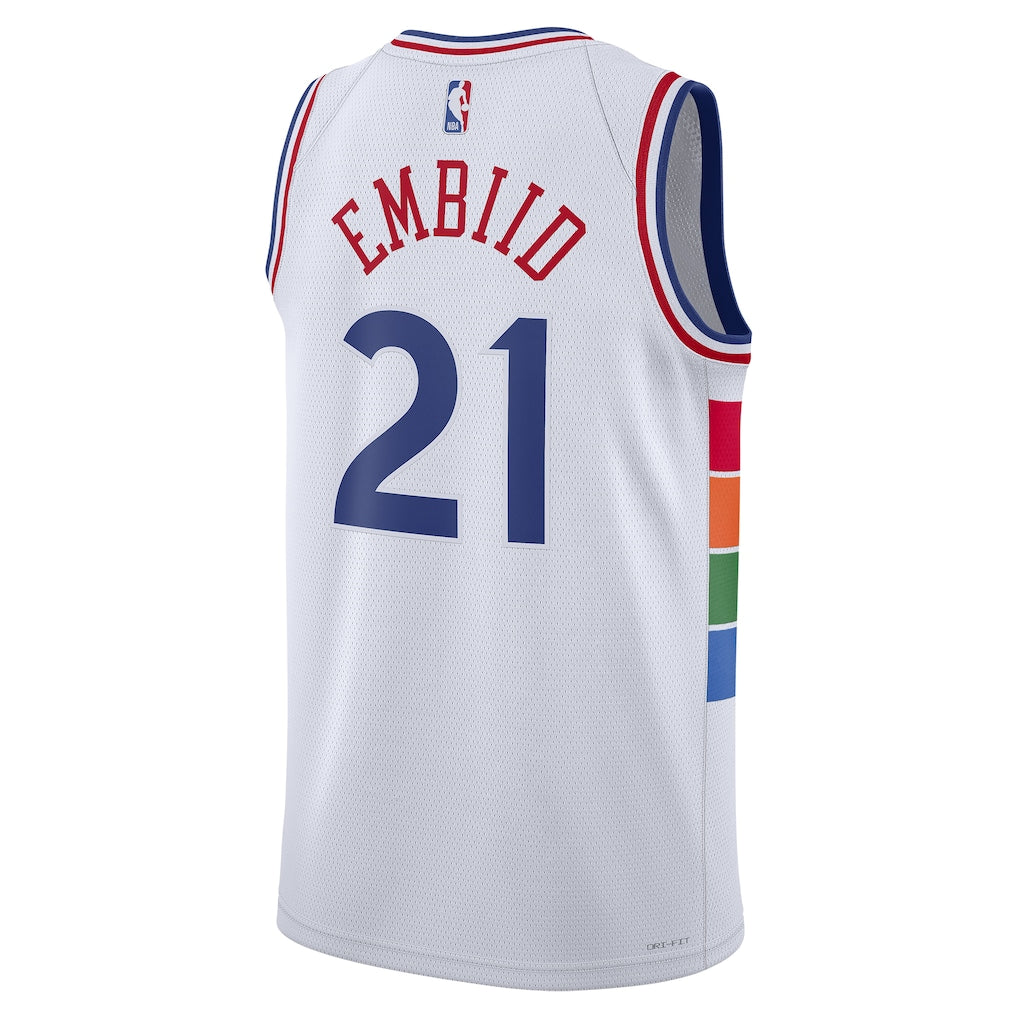 Unisex Philadelphia 76ers Joel Embiid White 2024/25 Swingman Jersey - City Edition