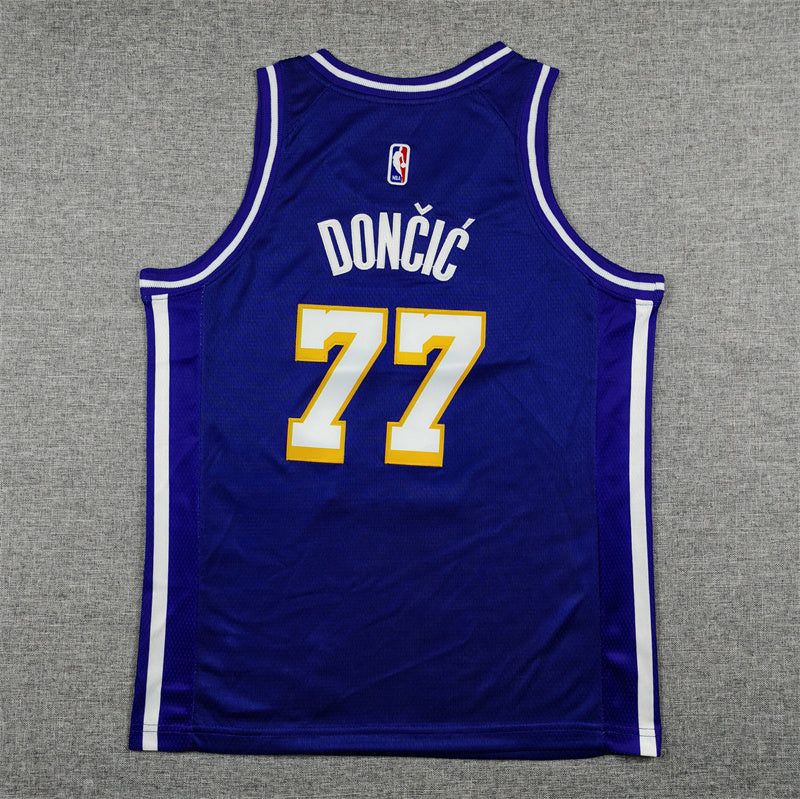 Youth Luka Dončić Los Angeles Lakers #77 Embroidered Jersey