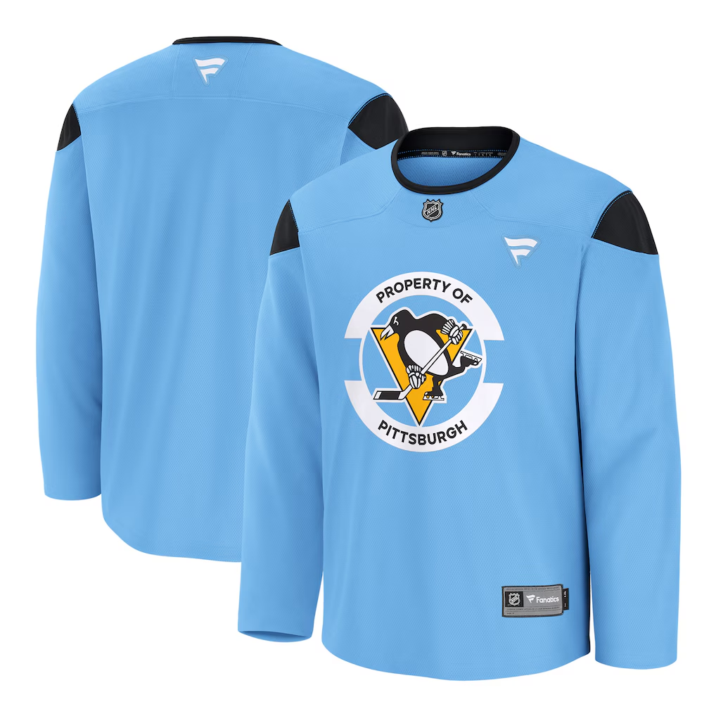 Men's Pittsburgh Penguins Blue Practice Blank Jersey