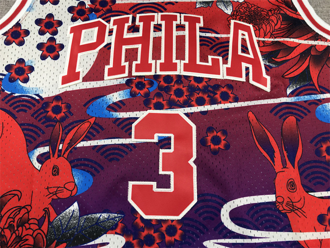 Allen Iverson #3 Philadelphia 76ers 1996-97 (Year of the Rabbit Limited Edition) Throwback Embroidered Jersey