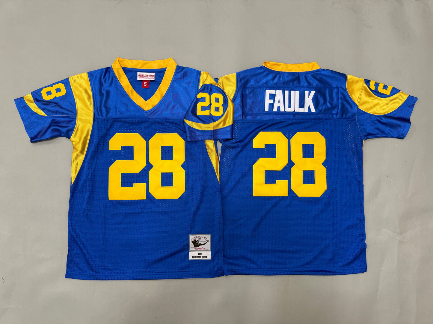 Youth Marshall Faulk #28 Los Angeles Rams Vintage Throwback Jersey