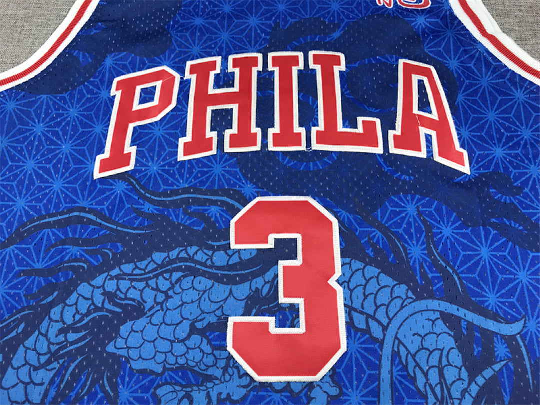 Allen Iverson #3 Philadelphia 76ers 1996-97(Year of the Dragon Limited Edition) Throwback Embroidered Jersey