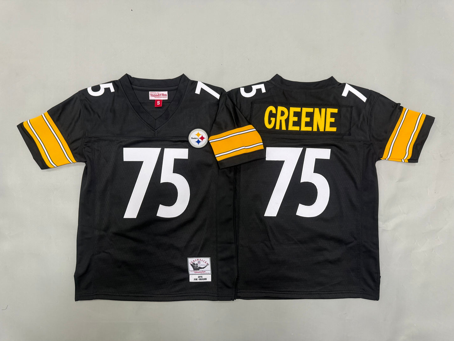 Youth Joe Greene#75 Pittsburgh Steelers Black Vintage Throwback Jersey