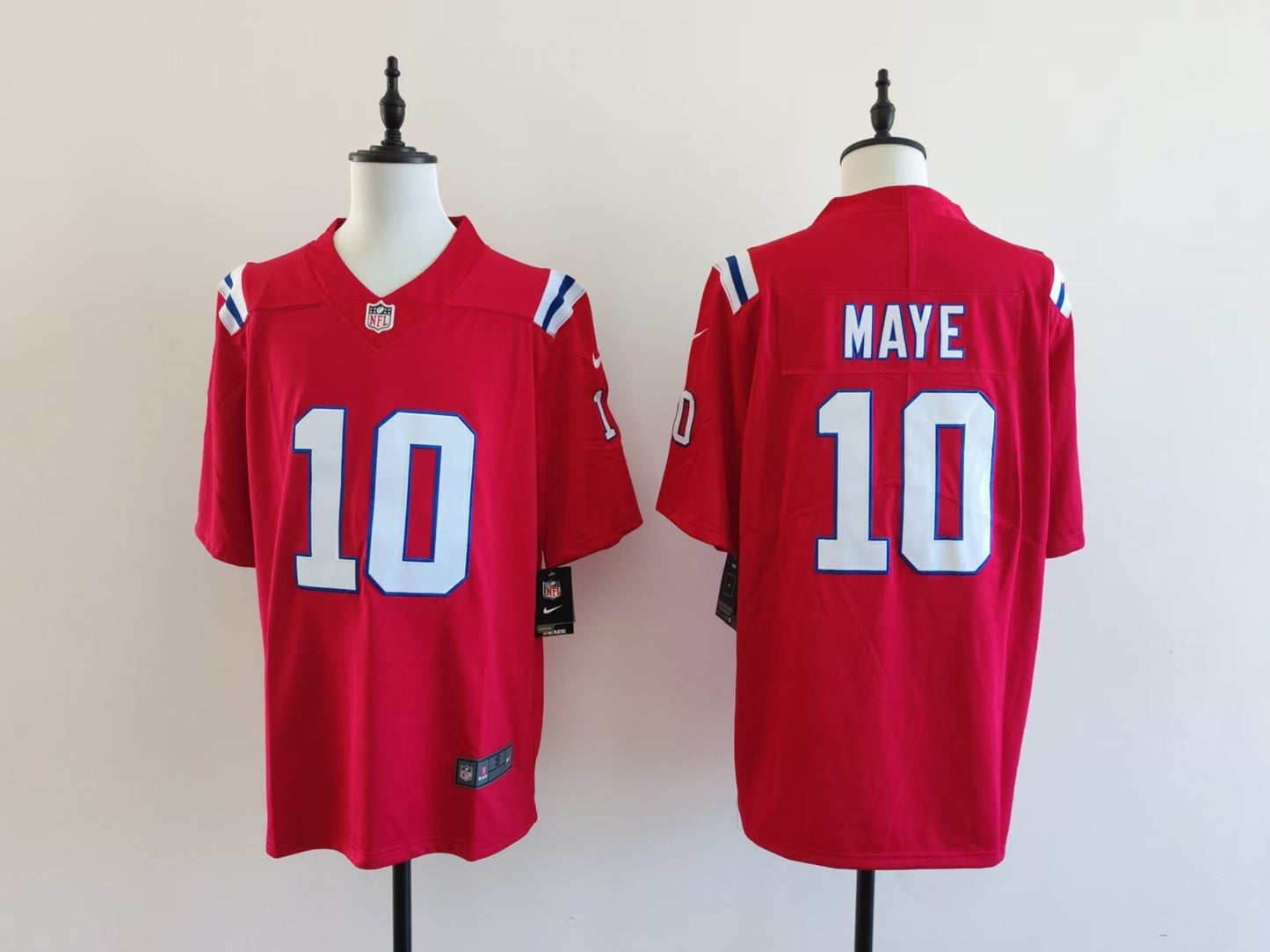 Men's New England Patriots Drake Maye Jersey-Red