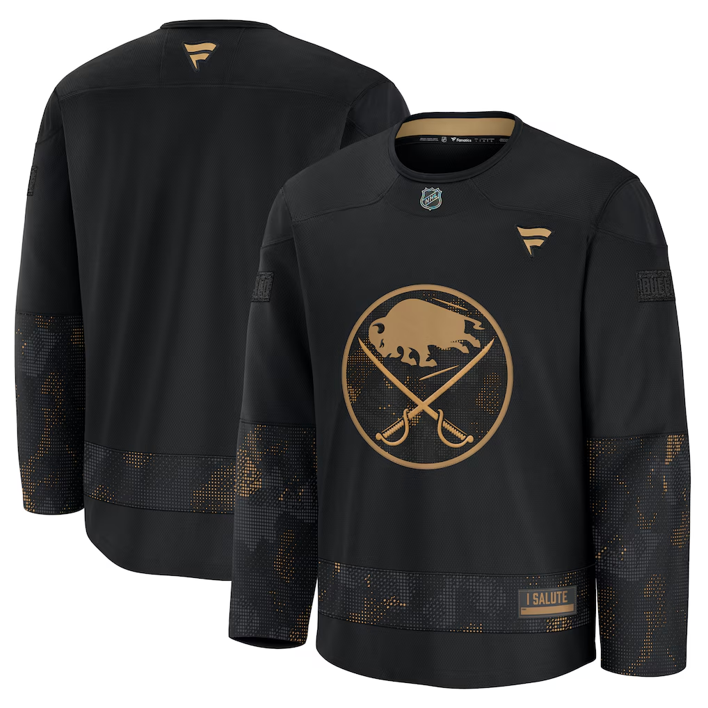 Men's Buffalo Sabres Black 2024 Military Appreciation Practice Blank Jersey