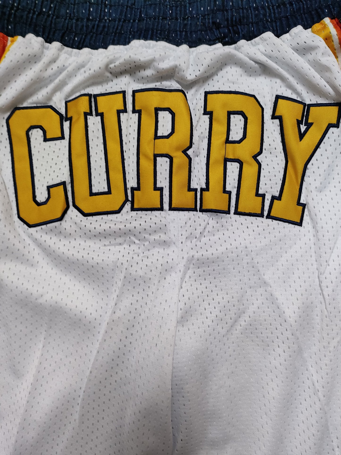 Golden State Warriors White Curry Championship Full Density Embroidered Pocket Shorts