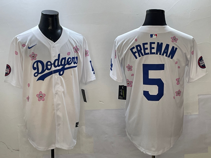 Men's Los Angeles Dodgers Freddie Freeman #5 White Alternate Replica Player Jersey