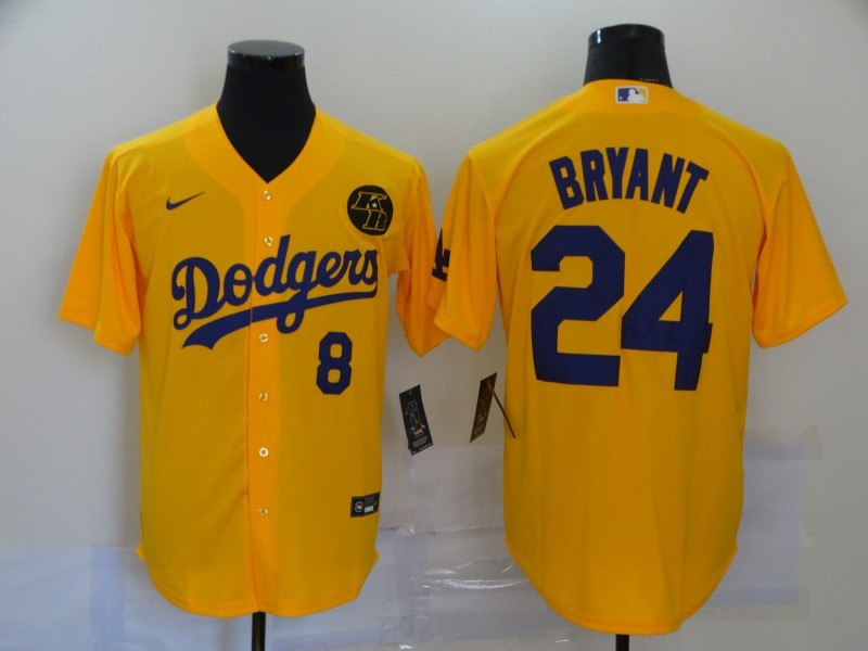 Men's Los Angeles Dodgers Kris Bryant #8-24 Yellow Replica Baseball Jersey