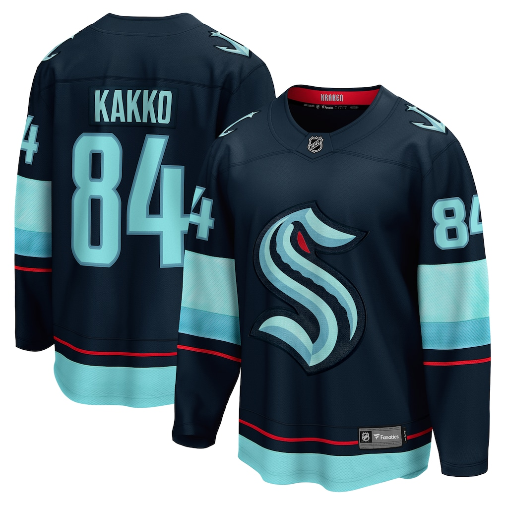 Men's Seattle Kraken Kaapo Kakko #84 Deep Sea Blue Home Breakaway Player Jersey