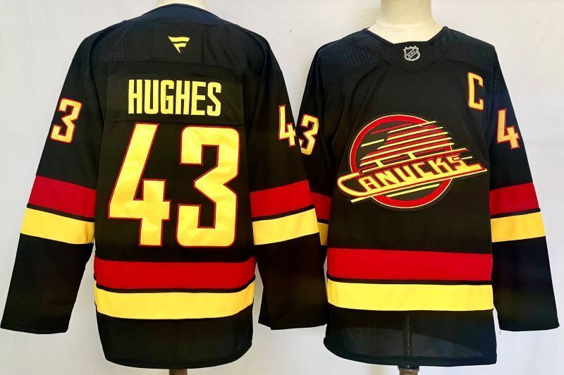 Men's Vancouver Canucks Quinn Hughes #43 Black Alternate Breakaway Jersey