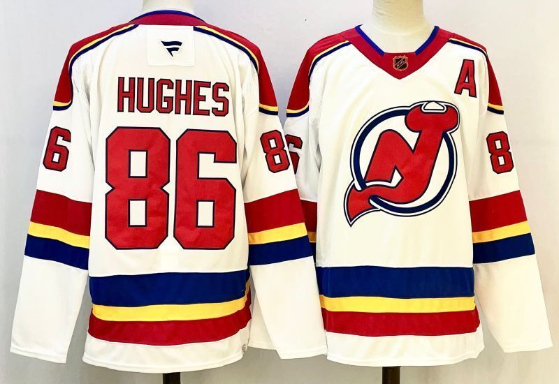Men's New Jersey Devils Jack Hughes #86 White Player Jersey