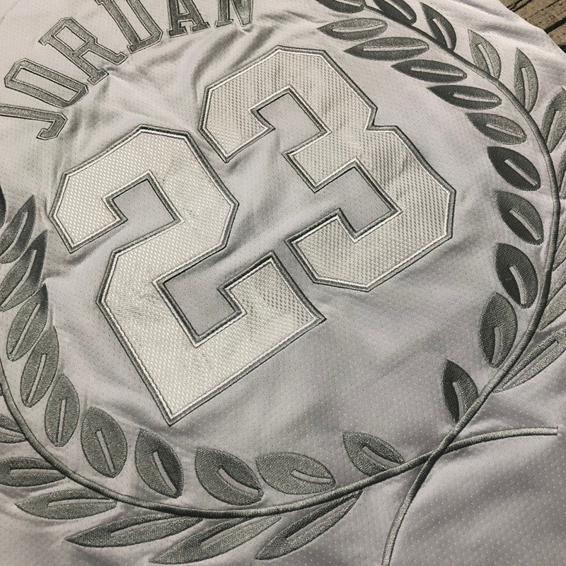 Michael Jordan Chicago Bulls Jersey 23 White -Retro Dense Embroidery