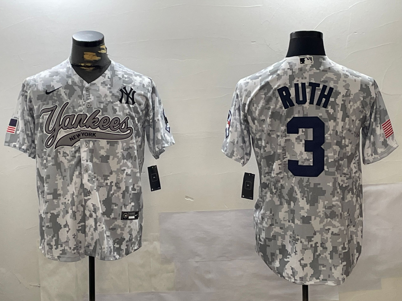 Men's New York Yankees Babe Ruth #3 Arctic Camo 42.9924 Salute to Service Limited Jersey