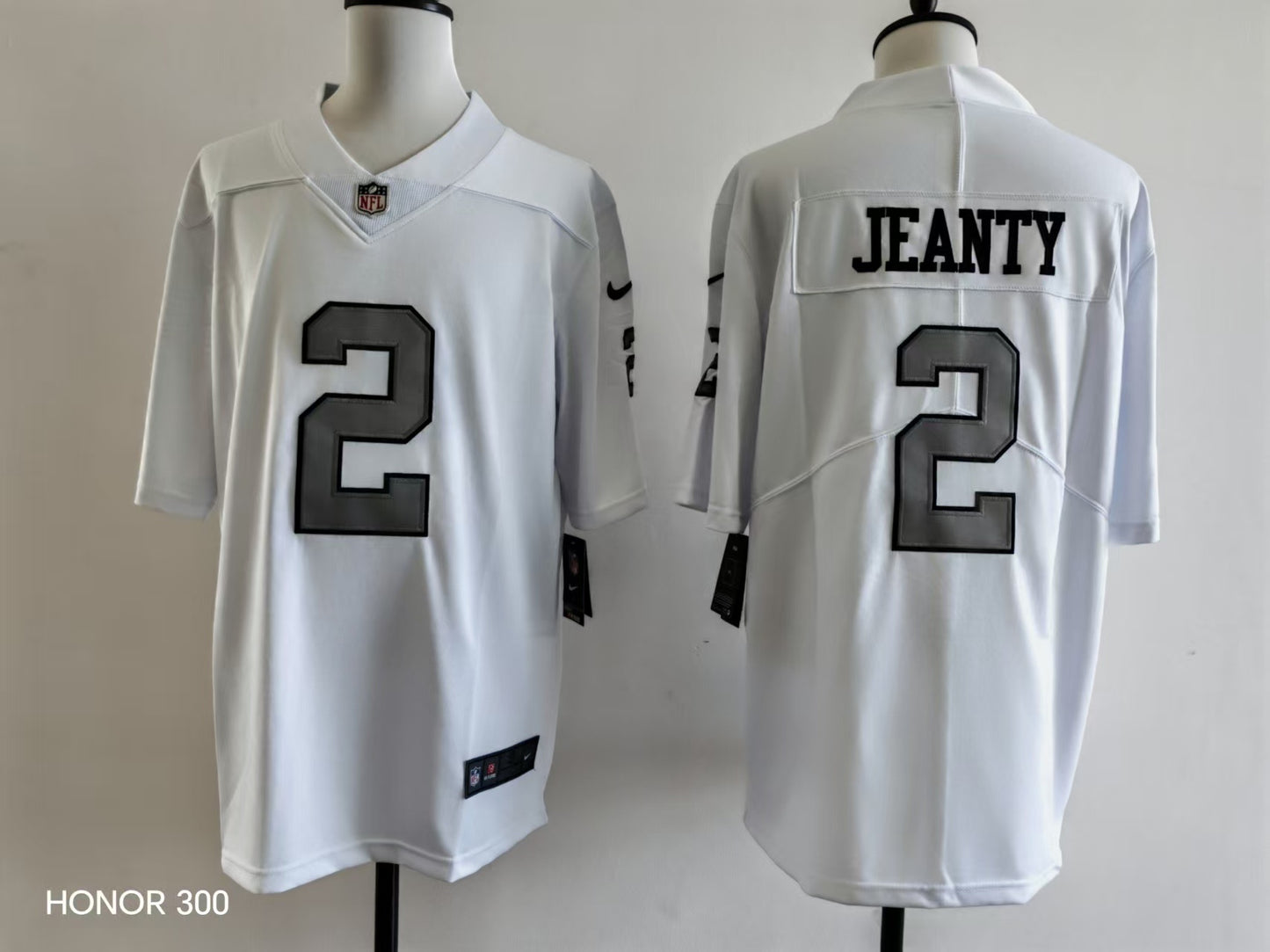 Men's Oakland Raiders Ashton Jeanty Jersey - White-Silver Numbers