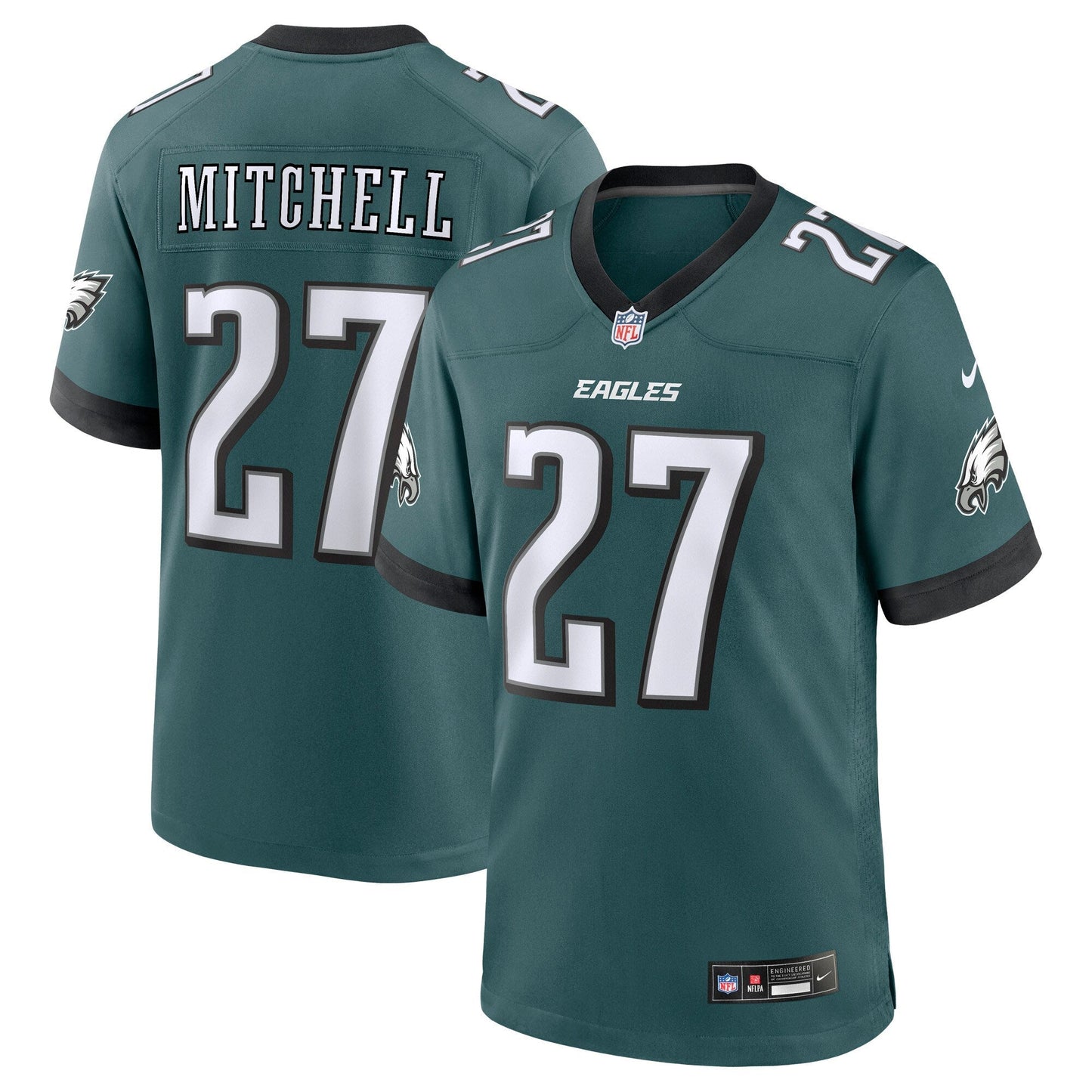 Quinyon Mitchell Philadelphia Eagles Nike 2024 NFL Draft First Round Pick Game Jersey - Midnight Green