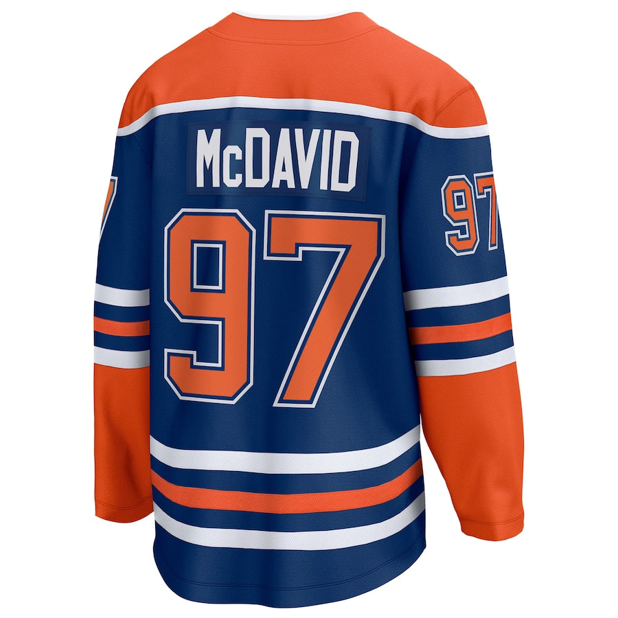 Men's Edmonton Oilers Connor McDavid Fanatics Royal 2025 Stanley Cup Final Home Breakaway Jersey