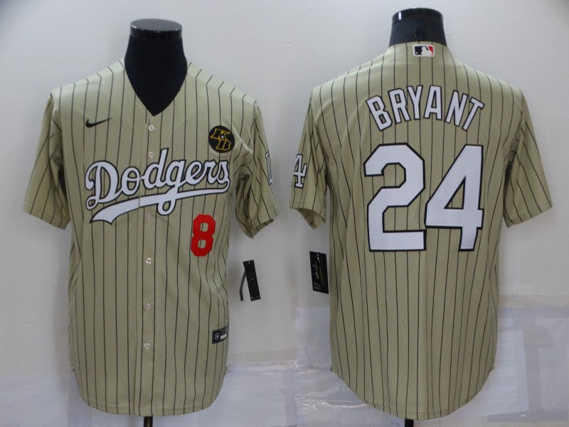 Men's Los Angeles Dodgers Kris Bryant #8-24 Gold Replica Baseball Jersey