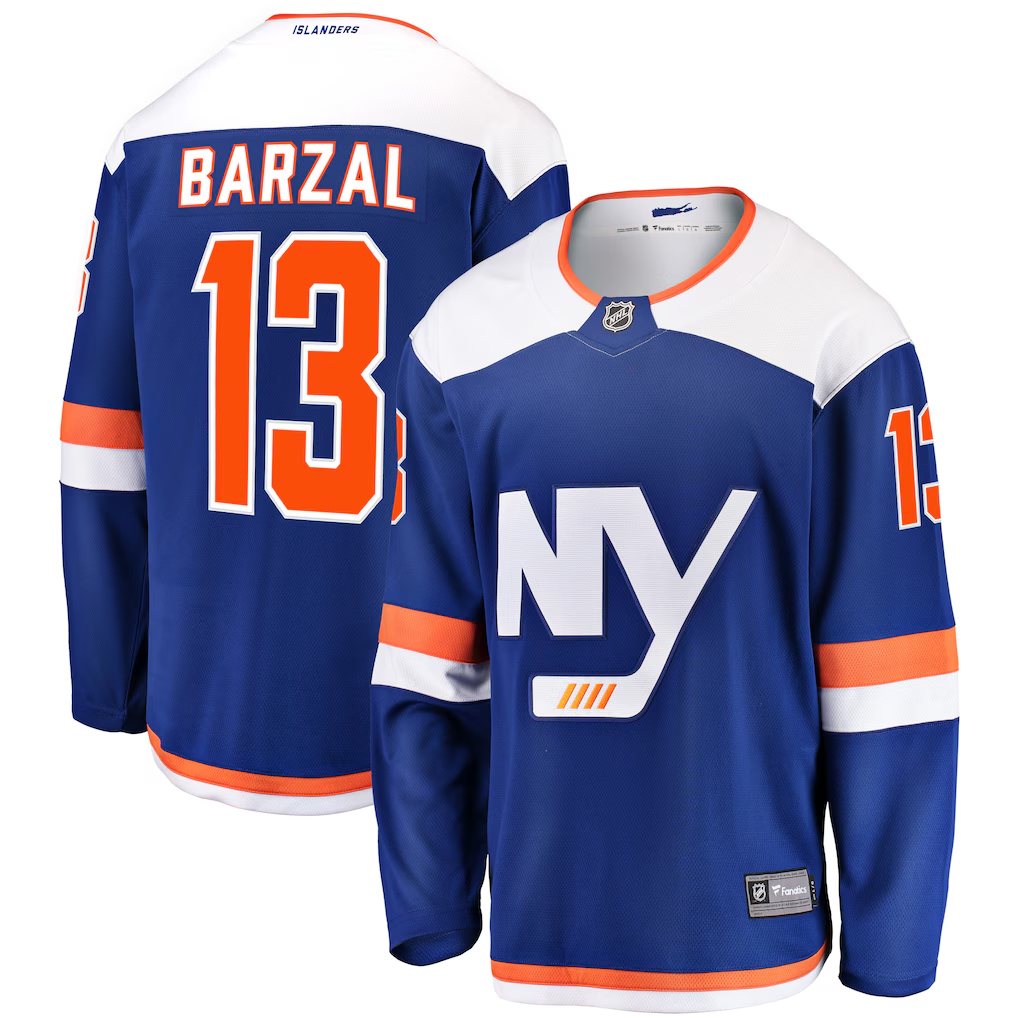 Men's New York Islanders Mathew Barzal #13 Blue Breakaway Jersey
