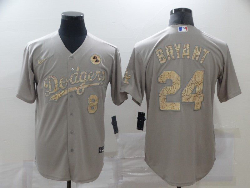 Men's Los Angeles Dodgers Kris Bryant #8-24 Gray Stitched Jersey