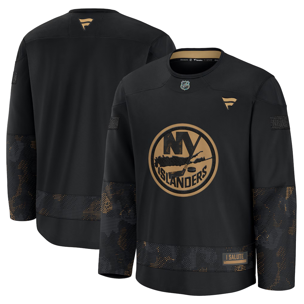 Men's New York Islanders Black 2024 Military Appreciation Practice Blank Jersey