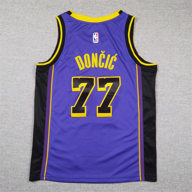 Youth Luka Dončić Los Angeles Lakers #77 City Edition Embroidered Jersey