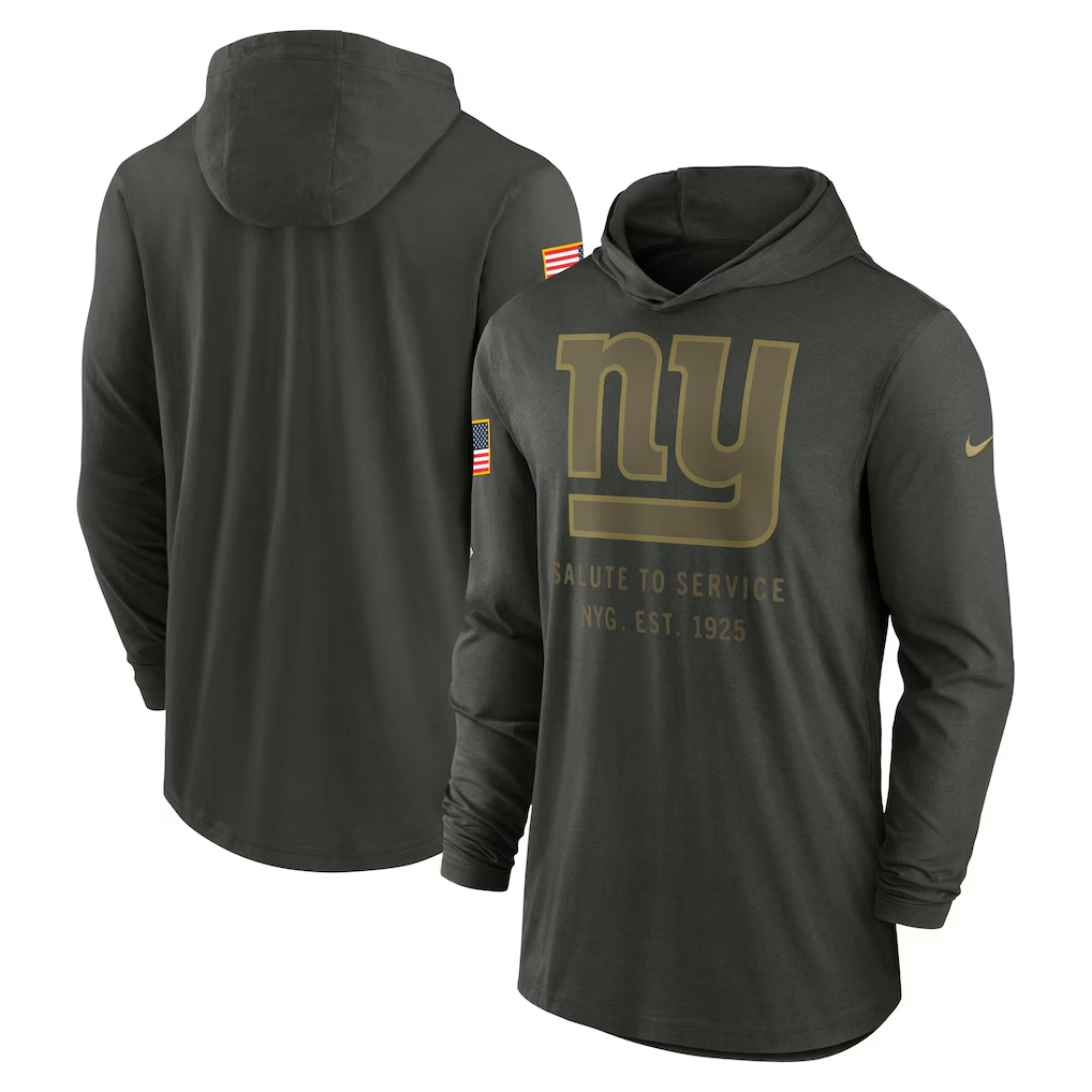Men's New York Giants Nike Forest Green 2025 Salute to Service Sideline Dri-FIT Lightweight Hooded Pullover