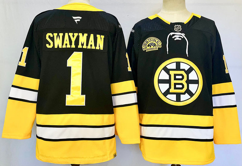 Men's Boston Bruins Jeremy Swayman #1 Black Player Game Jersey