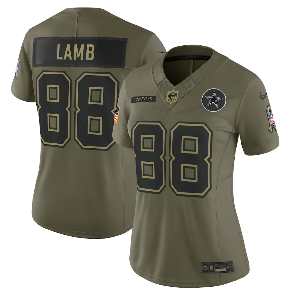 Women's Dallas Cowboys CeeDee Lamb Nike Olive 2025 Salute to Service Limited Jersey