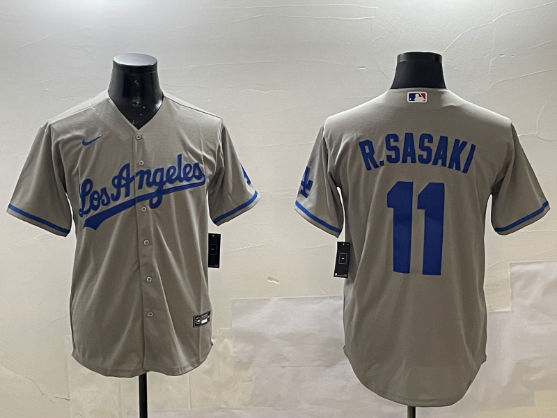 Men's Los Angeles Dodgers Roki Sasaki #11 Gray Alternate Replica Team Jersey