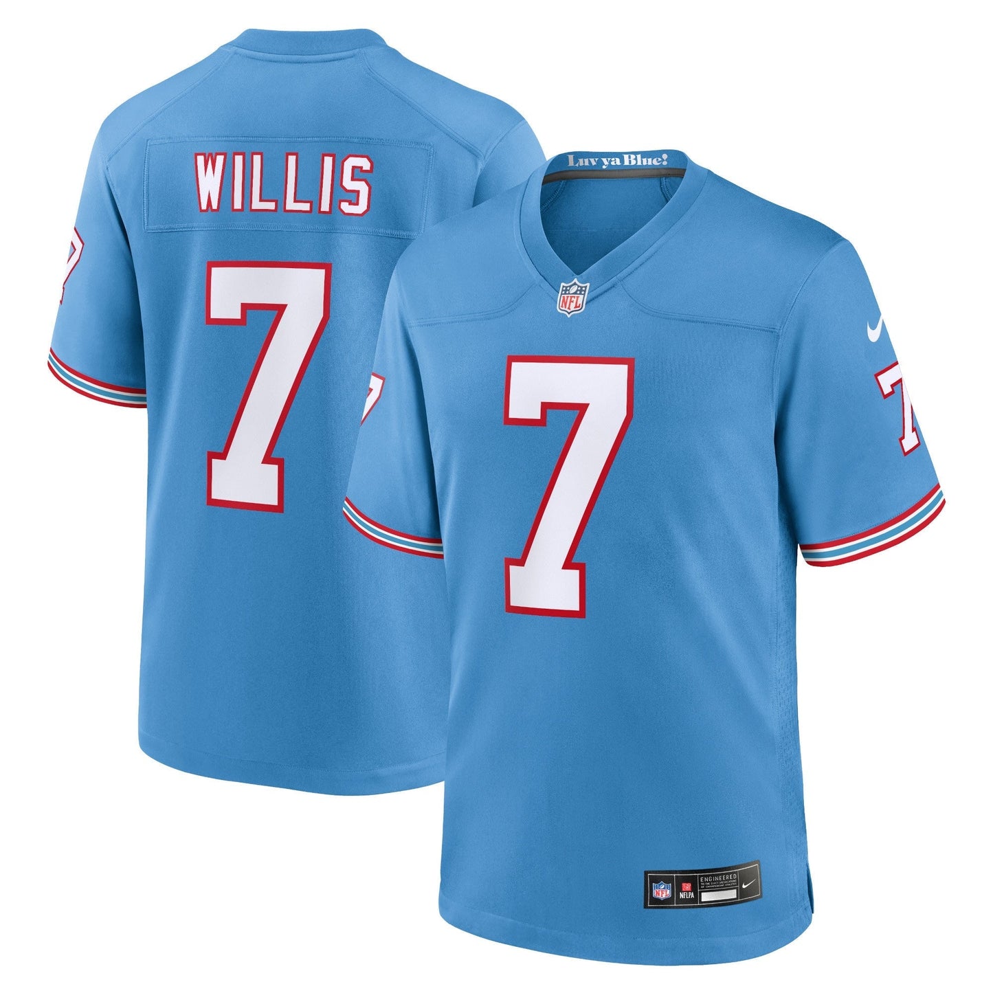 Malik Willis Tennessee Titans Nike Oilers Throwback Alternate Game Jersey - Light Blue