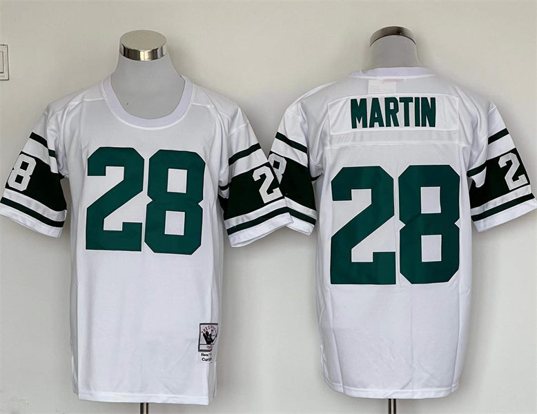 New York Jets White Vintage #28 MARTIN Jersey