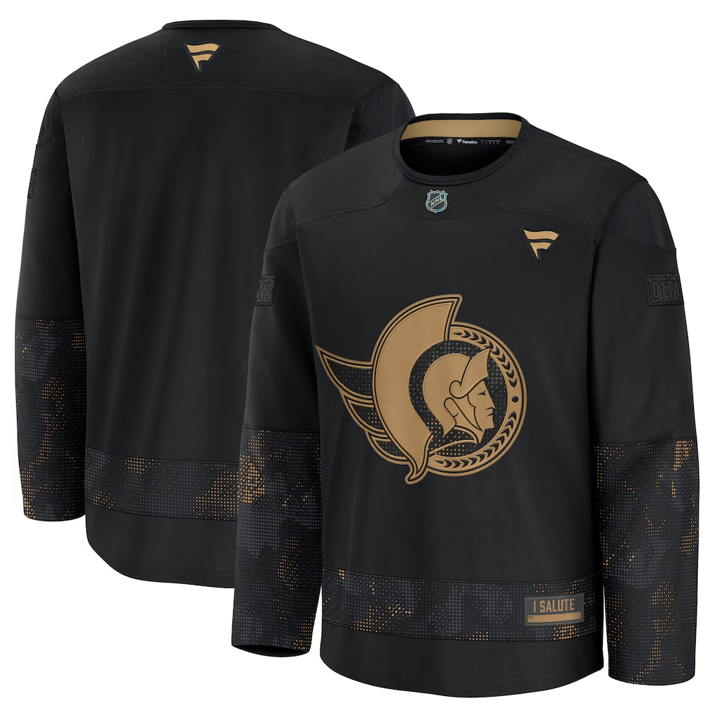 Men's Ottawa Senators Black 2024 Military Appreciation Practice Blank Jersey