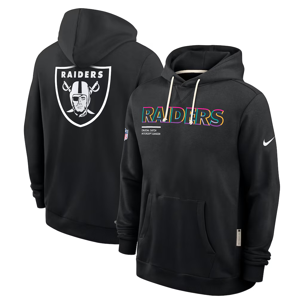 Men's Las Vegas Raiders Nike Black 2025 NFL Crucial Catch Sideline Standard Issue Dri-FIT Hoodie