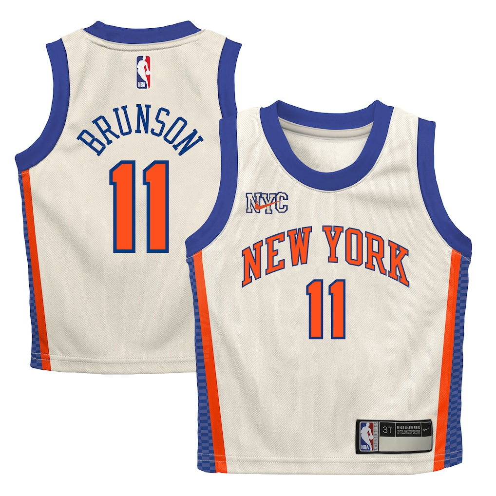 Preschool New York Knicks Jalen Brunson Nike Cream 2025/26 City Edition Swingman Jersey