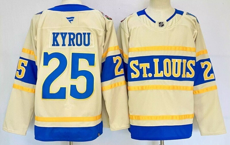 Men's St. Louis Blues Jordan Kyrou #25 Cream Player Jersey