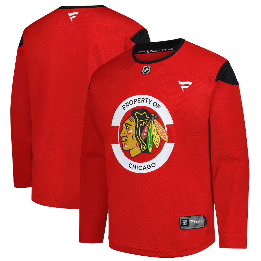 Men's Chicago Blackhawks Red Practice Blank Jersey