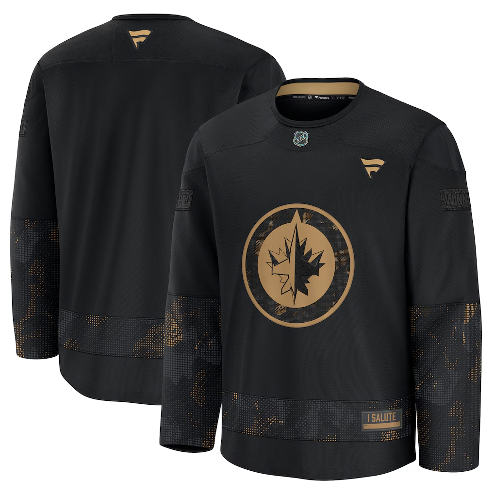 Men's Winnipeg Jets Black 2024 Military Appreciation Practice Blank Jersey