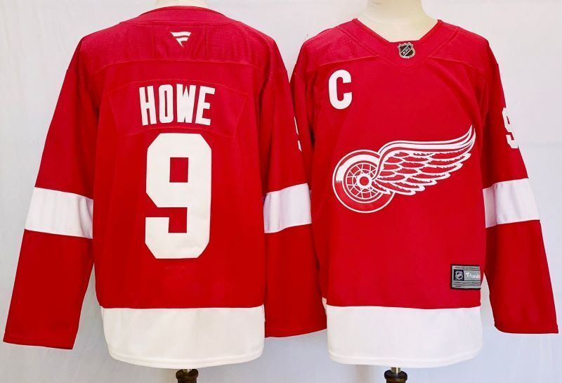 Men's Detroit Red Wings Gordie Howe #9 Red Player Jersey