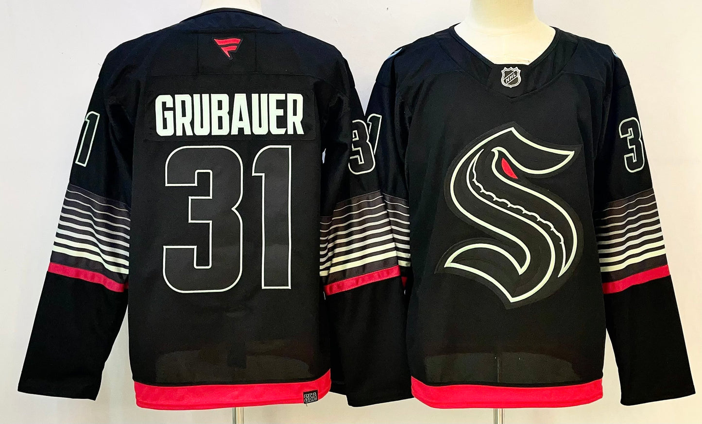 Men's Seattle Kraken Philipp Grubauer #31 Black Alternate Premium Player Jersey