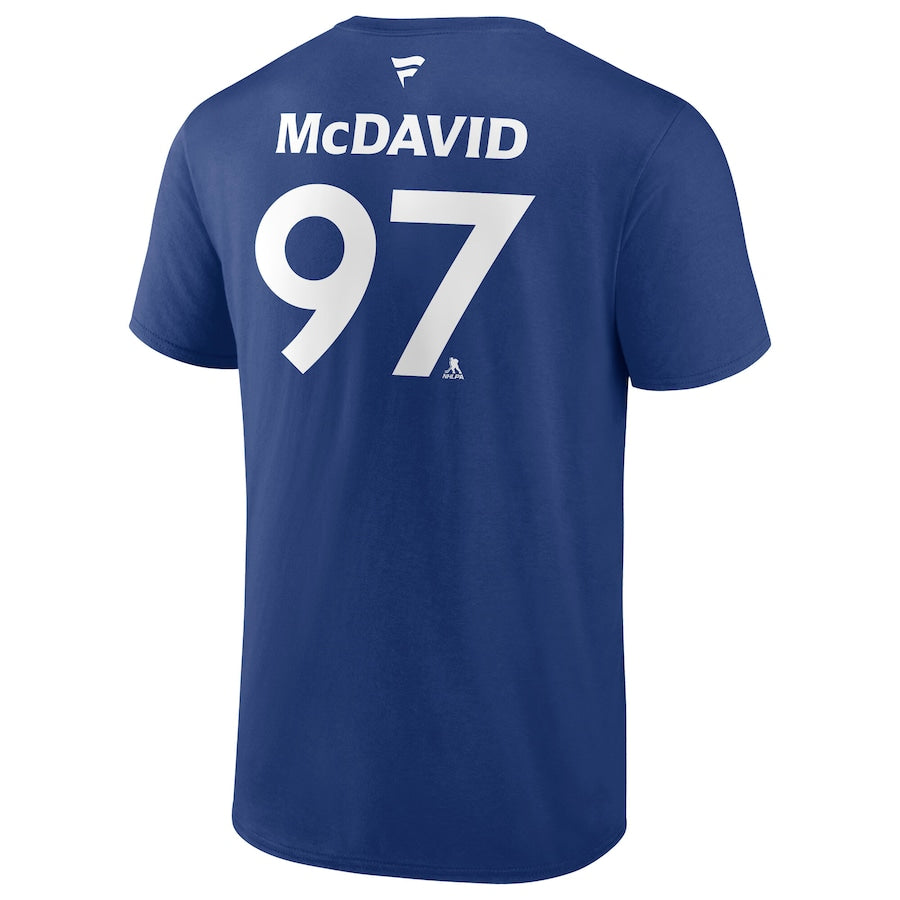 Men's Edmonton Oilers Connor McDavid Fanatics Royal 2025 Stanley Cup Final Name & Number T-Shirt