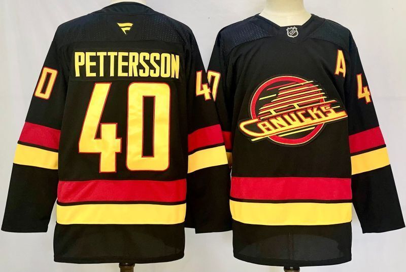 Men's Vancouver Canucks Elias Pettersson #40 Black Alternate Premium Jersey