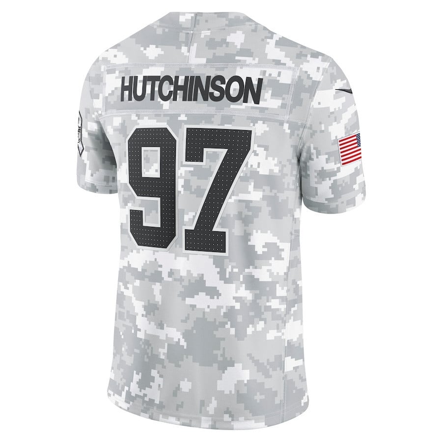 Aidan Hutchinson #97 Detroit Lions Arctic Camo Salute to Service Limited Jersey - National Football League 2024