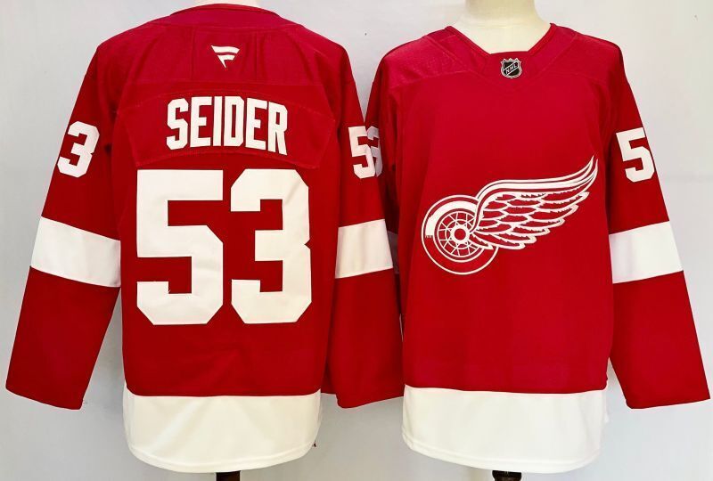 Men's Detroit Red Wings Moritz Seider #53 Red Home Breakaway Player Jersey
