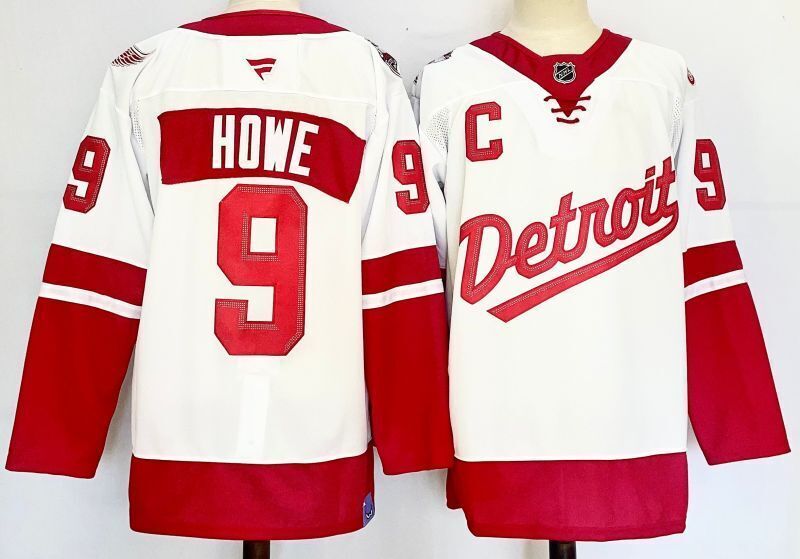 Men's Detroit Red Wings Gordie Howe #9 White Jersey